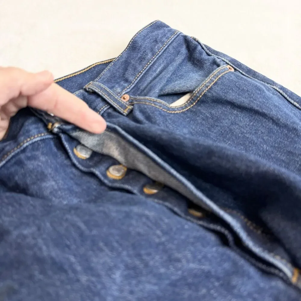 Levi’s 501 Straight Leg Cotton Rigid Denim Blue Jeans Button Fly Men’s 38x32